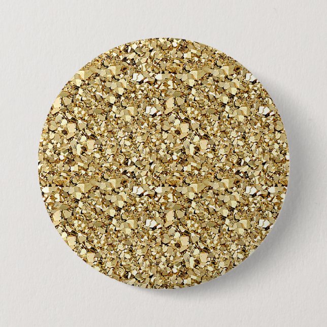 Druzy crystal - metallic gold pinback button (Front)