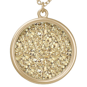 Druzy crystal - metallic gold plated necklace
