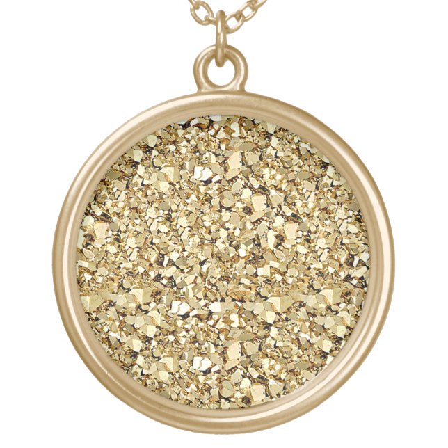 Druzy crystal - metallic gold plated necklace (Front)