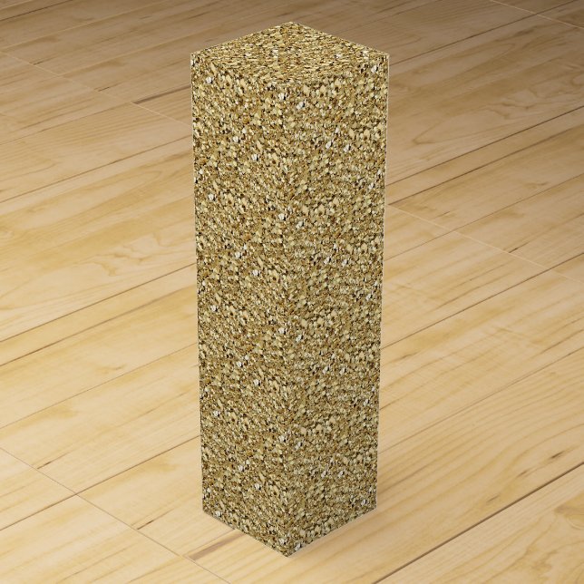 Druzy crystal - metallic gold wine gift box (Front)