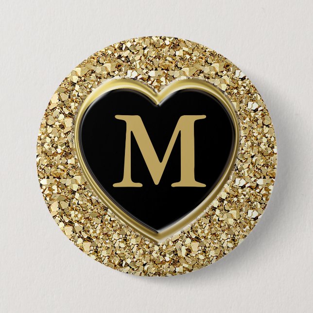 Druzy crystal monogram - metallic gold button (Front)