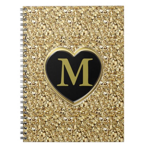 Druzy crystal monogram _ metallic gold notebook