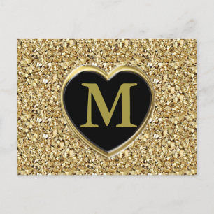 Druzy crystal monogram - metallic gold postcard