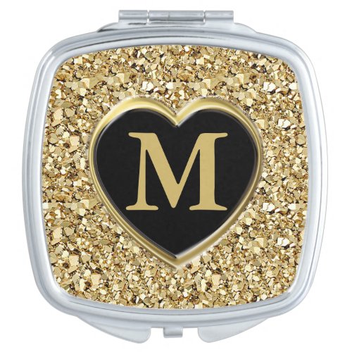 Druzy crystal monogram _ metallic gold vanity mirror