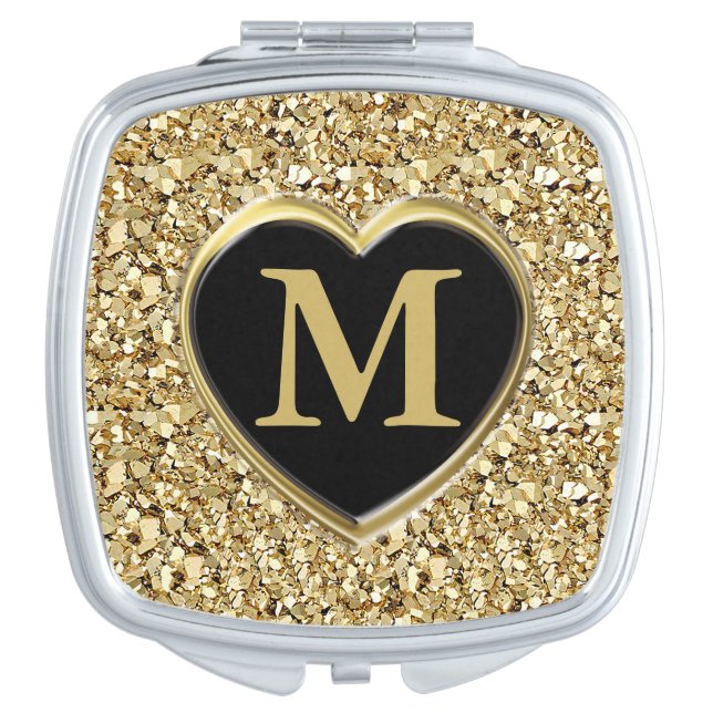 Druzy crystal monogram - metallic gold vanity mirror (Front)