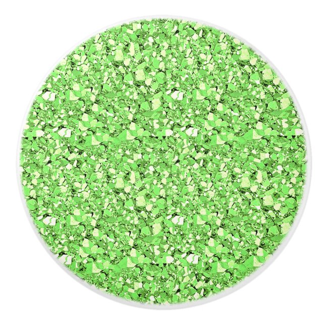 Druzy crystal - peridot green ceramic knob (Front)