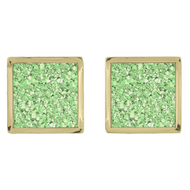 Druzy crystal - peridot green cufflinks (Front)