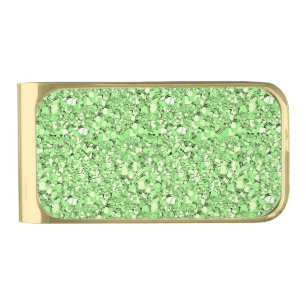 Druzy crystal - peridot green gold finish money clip