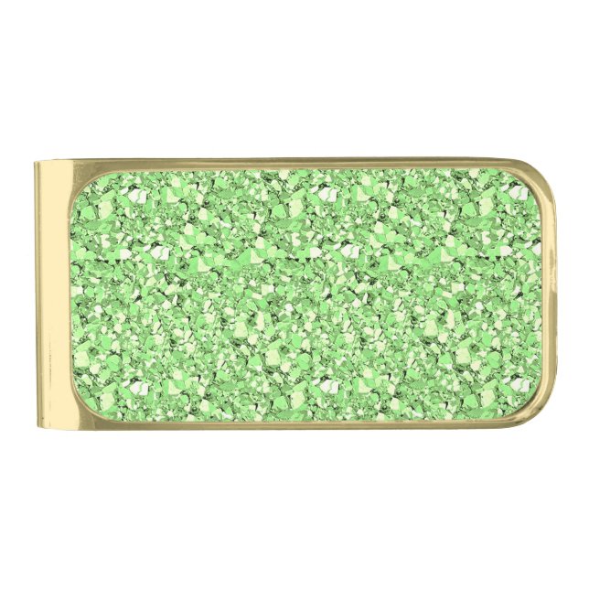 Druzy crystal - peridot green gold finish money clip (Front)