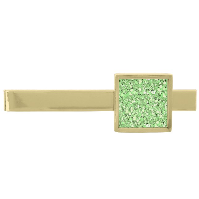 Druzy crystal - peridot green gold finish tie bar (Front)