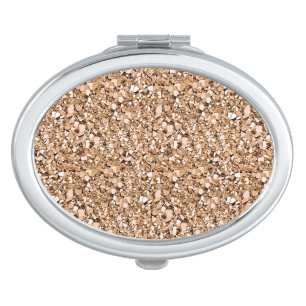 Druzy crystal - rose gold color compact mirror