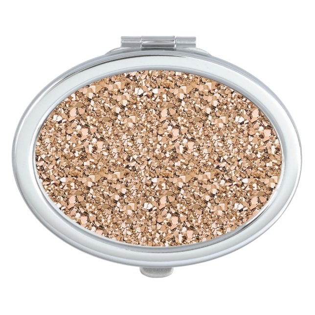 Druzy crystal - rose gold color compact mirror (Front)