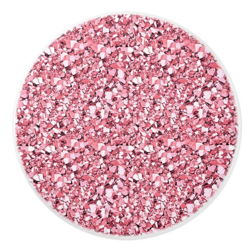 Druzy crystal _ rose quartz pink ceramic knob