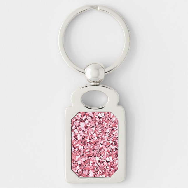 Druzy crystal - rose quartz pink keychain (Front)