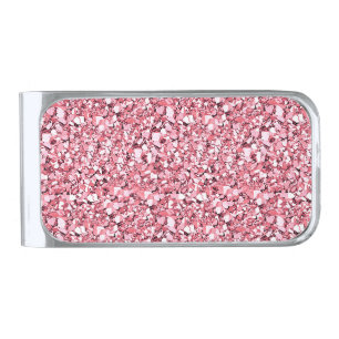 Druzy crystal - rose quartz silver finish money clip