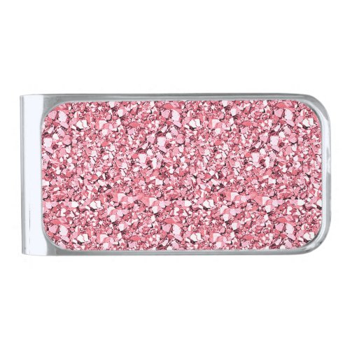 Druzy crystal _ rose quartz silver finish money clip