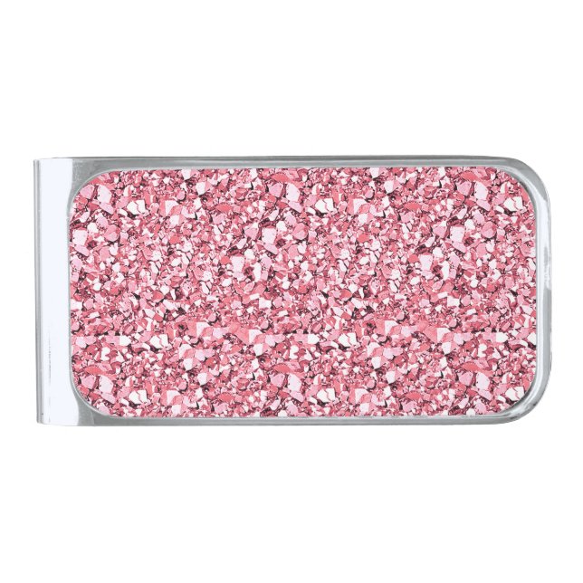Druzy crystal - rose quartz silver finish money clip (Front)