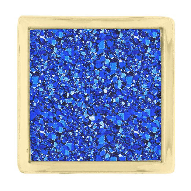Druzy crystal - sapphire blue gold finish lapel pin (Front)