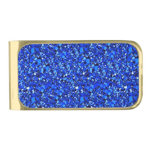 Druzy crystal _ sapphire blue gold finish money clip