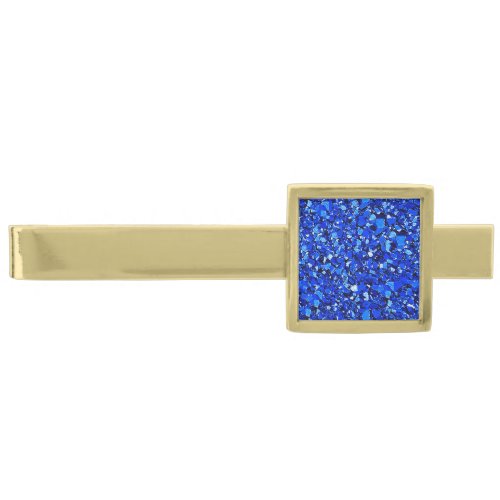 Druzy crystal _ sapphire blue gold finish tie clip