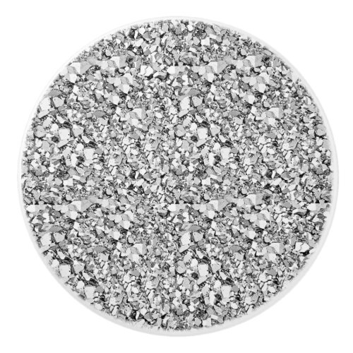 Druzy crystal _ silver color ceramic knob