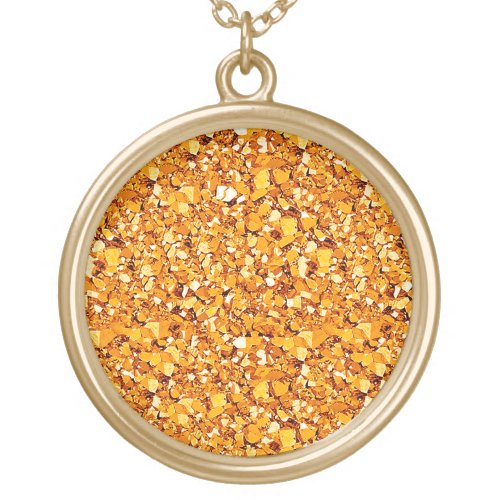 Druzy crystal _ tangerine orange gold plated necklace