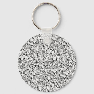 Druzy crystal - white gold color keychain
