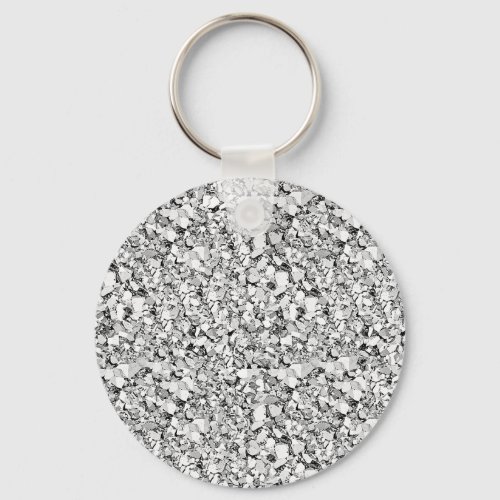 Druzy crystal _ white gold color keychain