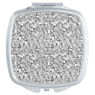 Druzy crystal - white gold color makeup mirror