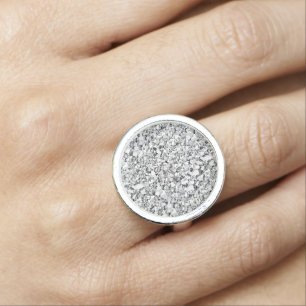 Druzy crystal - white gold color ring