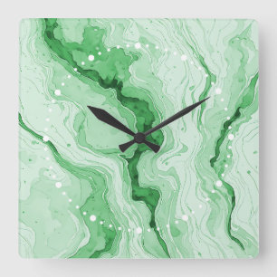Druzy Forest Green Agate Illusion Square Wall Clock