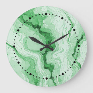 Druzy Forest Green Agate Look  Large Clock