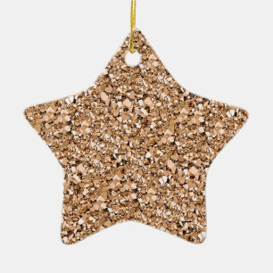 Druzy quartz crystals - rose gold color ceramic ornament