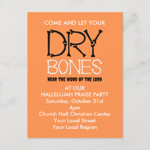 DRY BONES Christian Halloween Party Invitation Postcard
