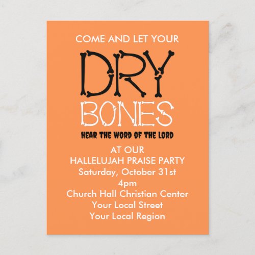 DRY BONES Christian Halloween Party Invitation Postcard