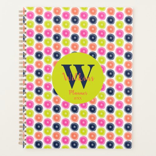 Dry Brush Circles Personalized Monogram Planner