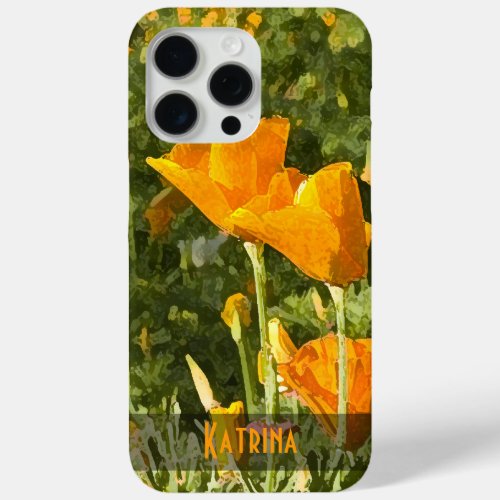 Dry Brush Effect California Poppy Photo Custom iPhone 15 Pro Max Case