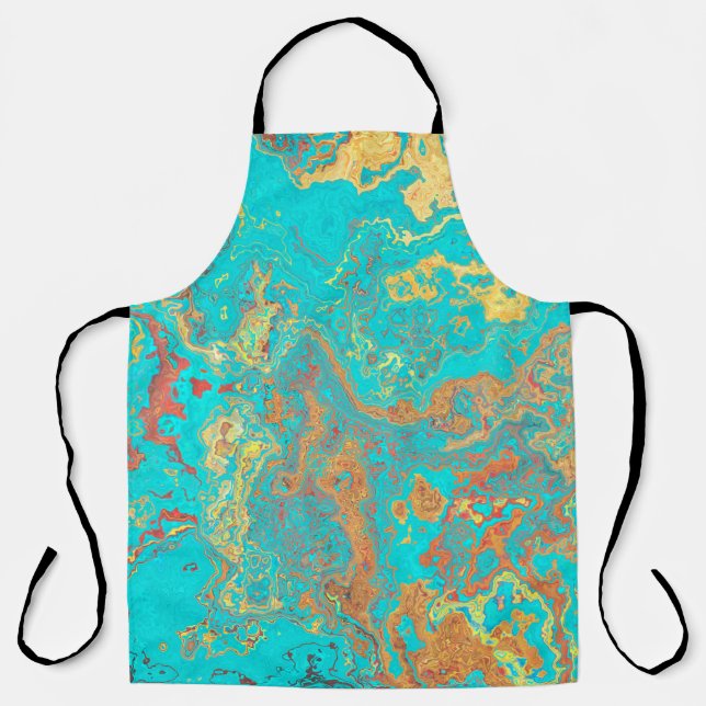 Dry brush painting marble gold artwork. Abstract f Apron (Front)