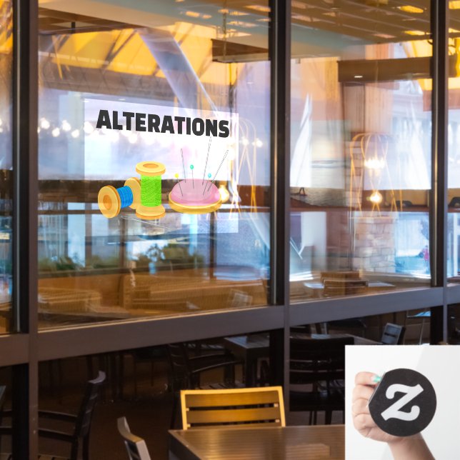 Dry Cleaners Tailor Seamstress Alterations  Window Cling (Restaurant Window)
