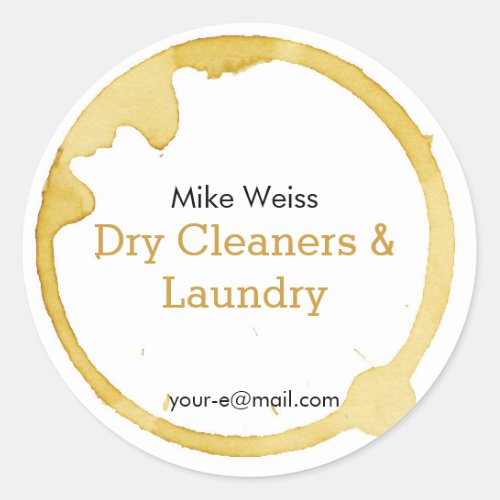 Dry cleaning laundry coffee spot classic round sticker
