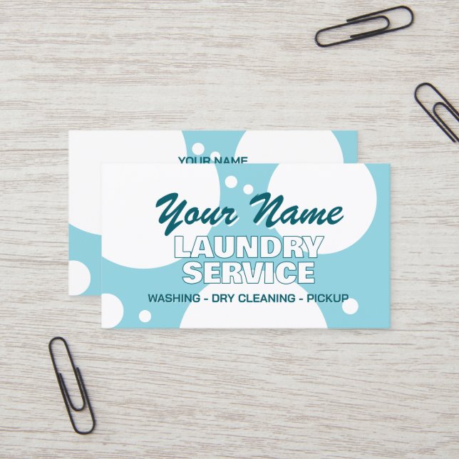 Dry cleaning laundry service laundromat business card (Front/Back In Situ)