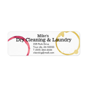 Dry Cleaning laundry stains wine coffee business Label