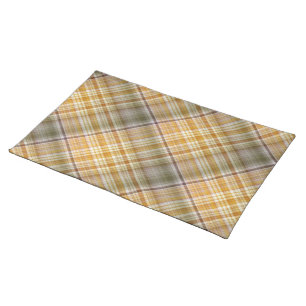 Dry Corn Yellow and Olive Green Plaid Cloth Placemat