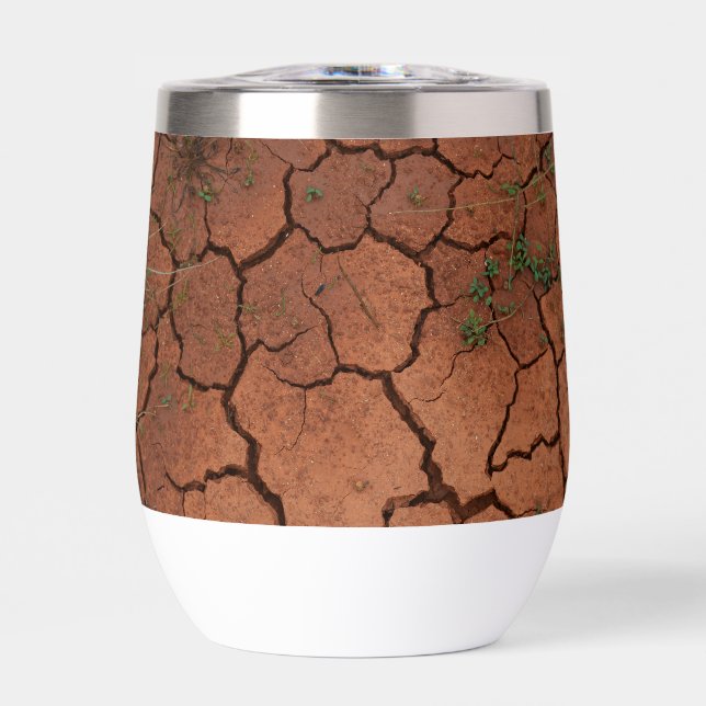 dry, cracked ground thermal wine tumbler (Front)