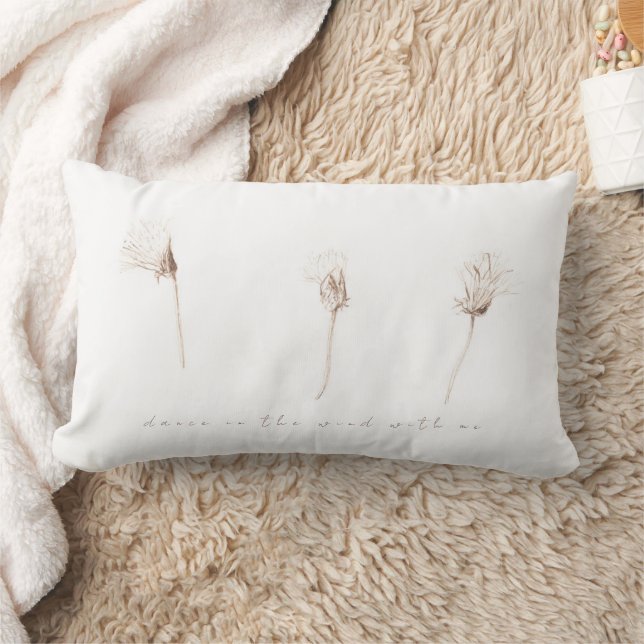 Dry dandelions ink drawing lumbar pillow (Blanket)
