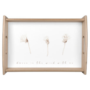 Dry dandelions ink drawing serving tray