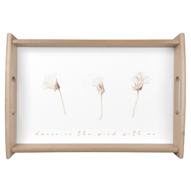 Dry dandelions ink drawing serving tray (Front)