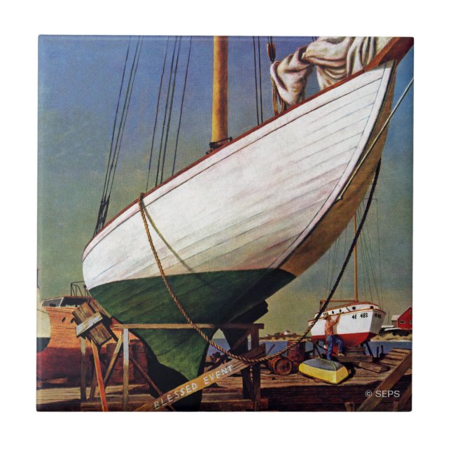 Dry Dock by John Atherton Ceramic Tile (Front)