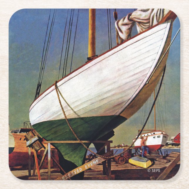 Dry Dock by John Atherton Square Paper Coaster (Front)