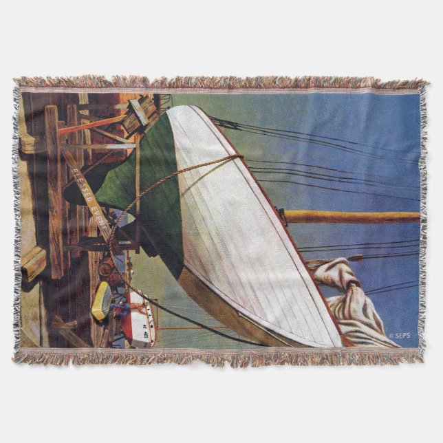 Dry Dock by John Atherton Throw Blanket (Front)